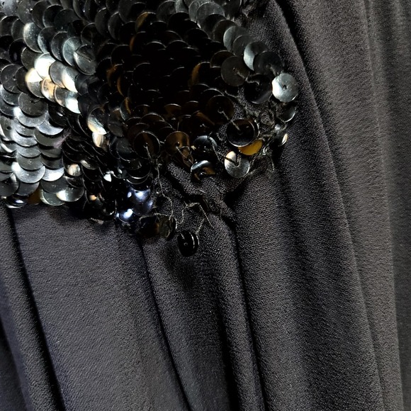 Vintage 40s Rosalinde Gilbert Model Black Cocktail Sheath Dress Sequins England - Picture 6 of 16